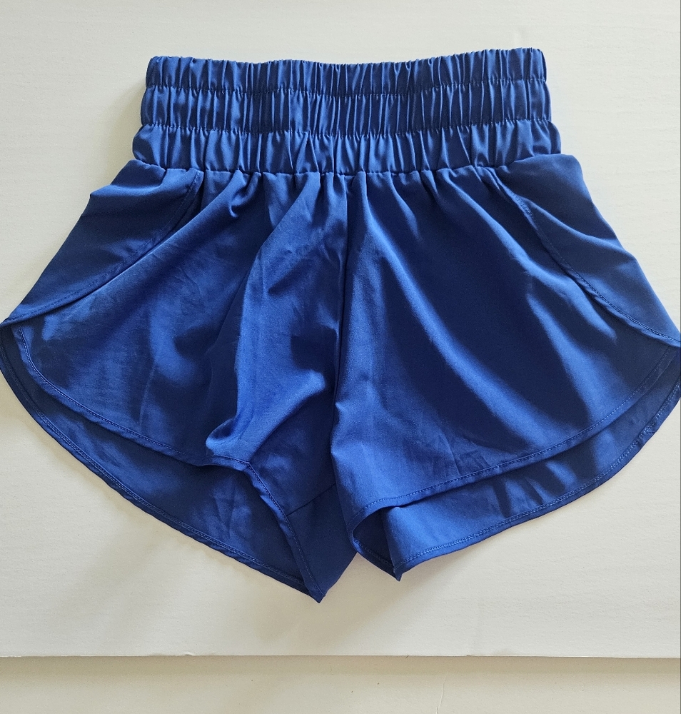 Women's Blue Elastic Waist Shorts